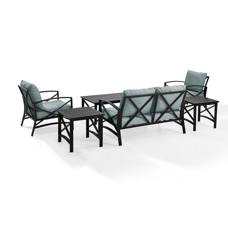 Kaplan 6-Piece Green Steel Outdoor Seating Set with Cushions