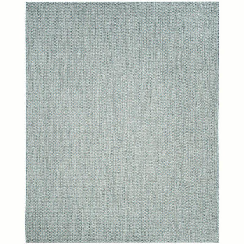 Reversible Light Blue & Light Grey Flat Woven Synthetic Area Rug 8'x11'