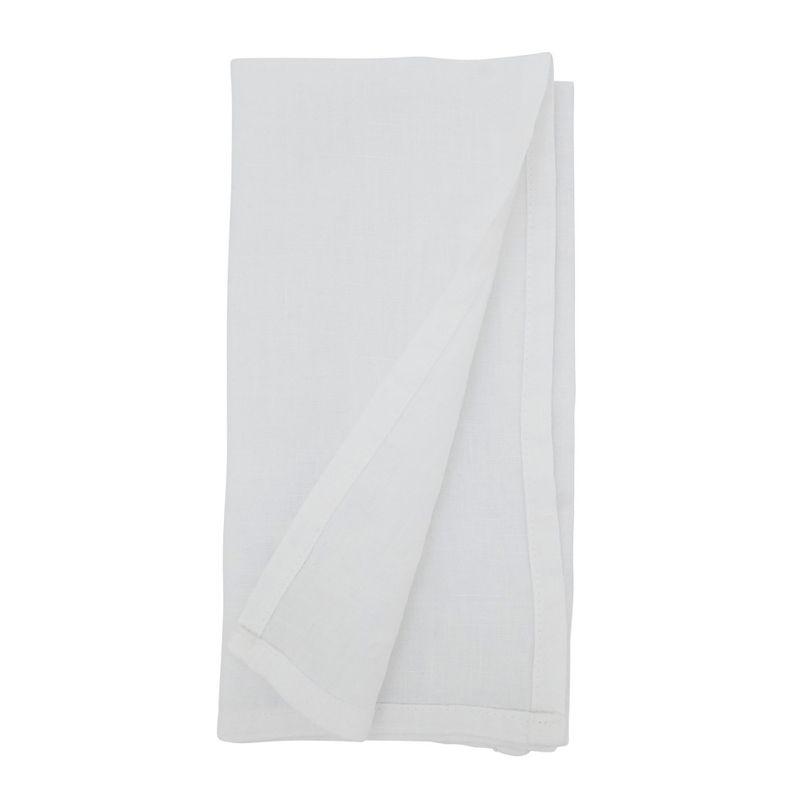 Saro Lifestyle Classic Pure 100% Linen Table Napkin (Set of 4), 20", White
