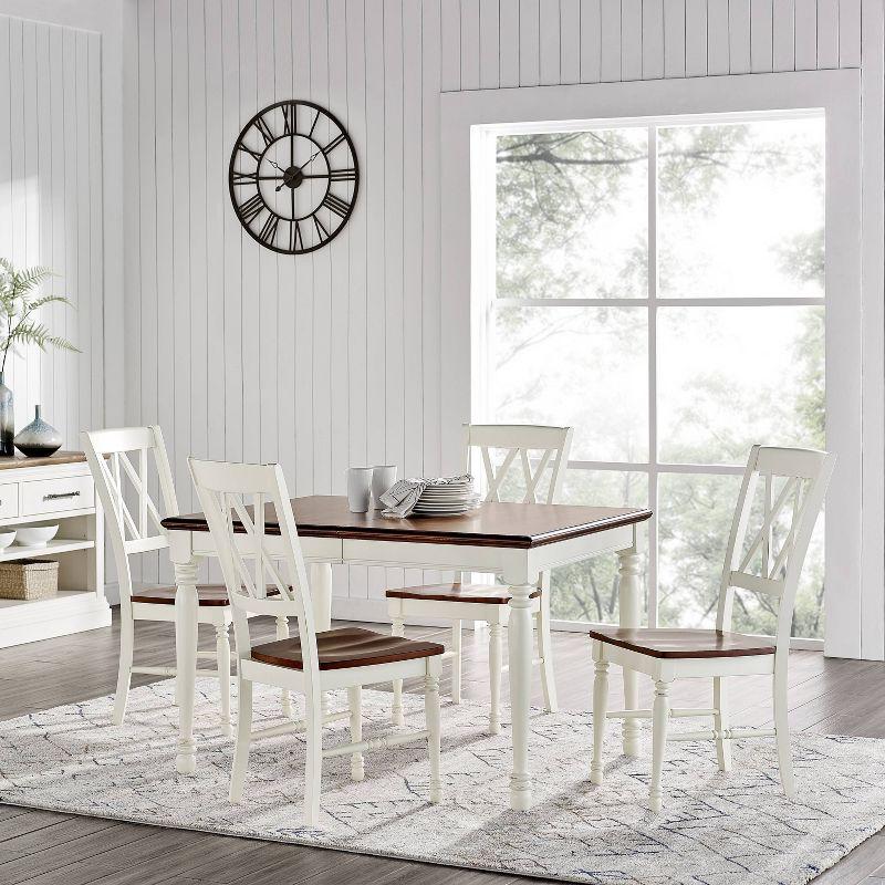 5pc Shelby Extendable Dining Set White - Crosley: Solid Hardwood, Removable Leaf, Seats up to 6