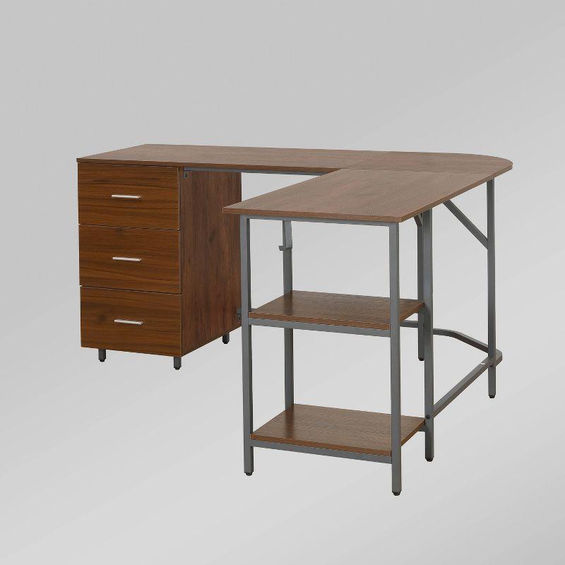 17 Stories Techni Mobili L-Shape Home Office Two-Tone Desk With Storage