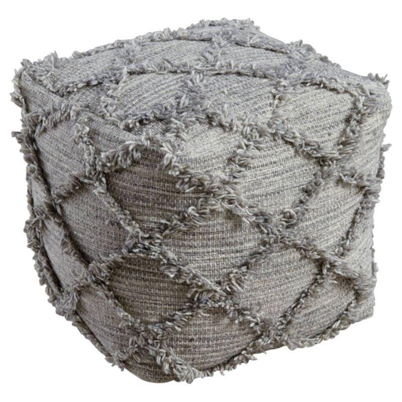 Adelphie Moroccan Inspired Pouf Natural/Gray - Signature Design by Ashley: Handwoven, Textured Surface, No Assembly Required