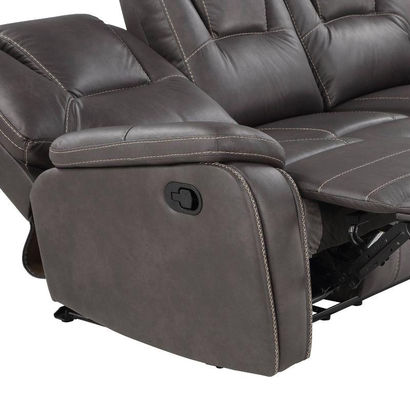 Charcoal Faux Leather Reclining Sofa with Pillow-top Arms