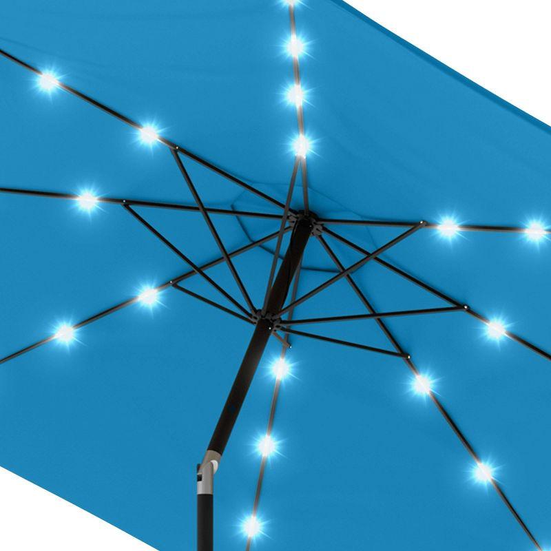 Pure Garden 10' Octagon Outdoor Patio Market Umbrella: Solar LED, Water-Resistant, Steel Frame