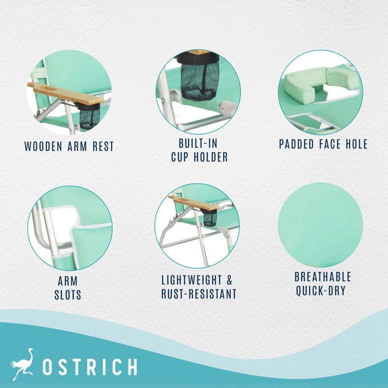Ostrich Ostrich Deluxe Padded Lightweight Portable Adjustable Outdoor Reclining Folding Chair with Footrest