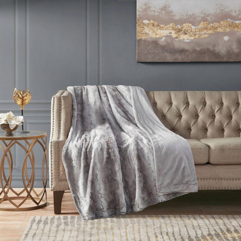 60"x70" Oversized Marselle Faux Fur Throw Blanket - Madison Park