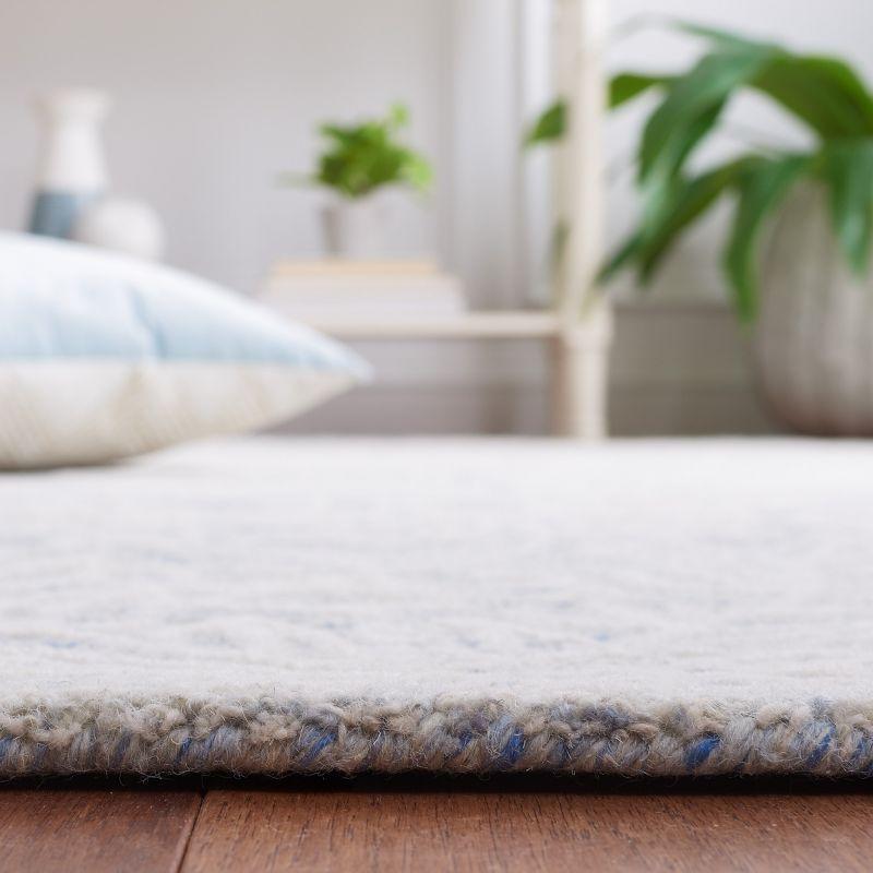 Ivory and Blue Hand-Tufted Wool Floral Area Rug