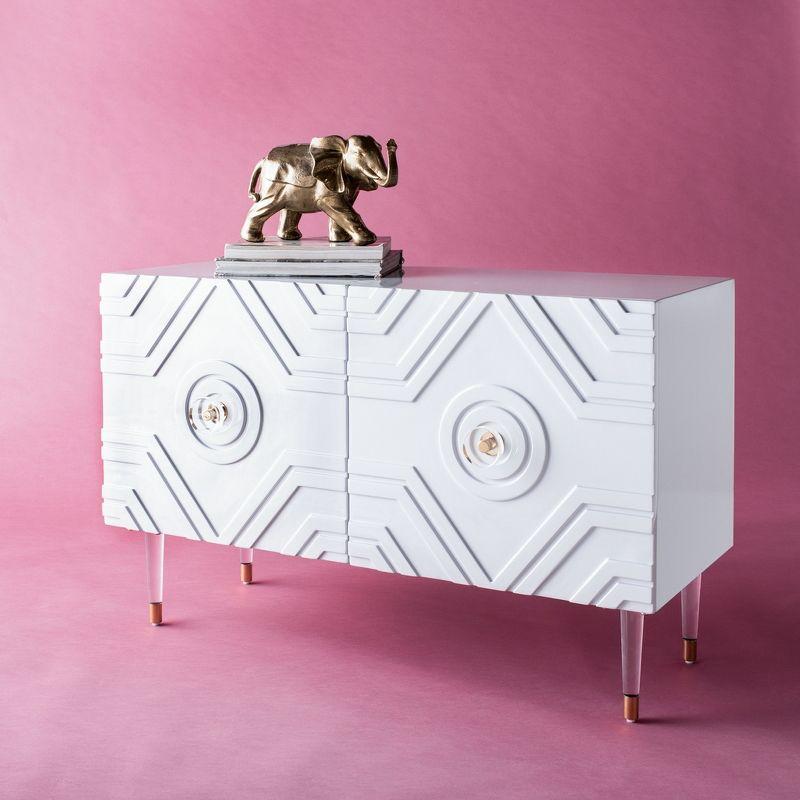 Zayn Light Gray and Gold Diamond Pattern Sideboard