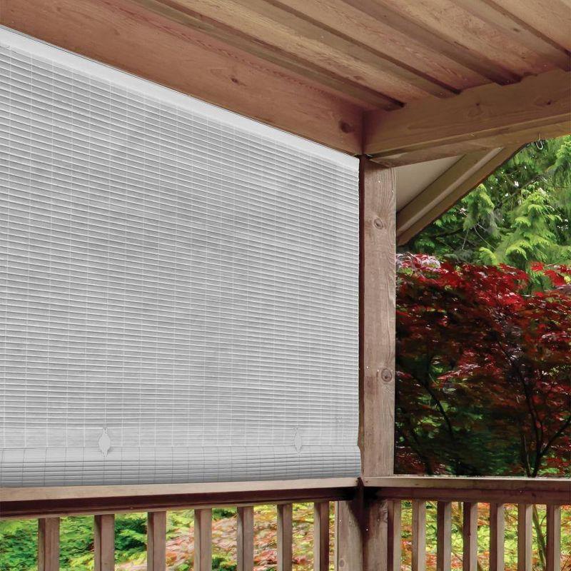 48" x 72" Outdoor Oval Vinyl Cord-Free PVC Rollup Blinds White - Radiance: UV Protection, Child Safe