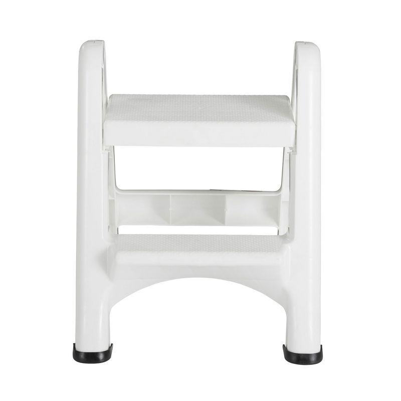 Rubbermaid EZ Step 2 Step Folding Plastic Ladder Step Stool with Skid Resistant Foot Pads, White