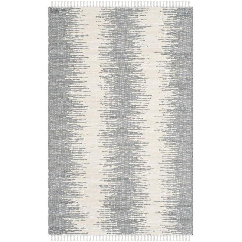 Coastal Breeze Gray Stripe Handwoven Cotton Runner Rug