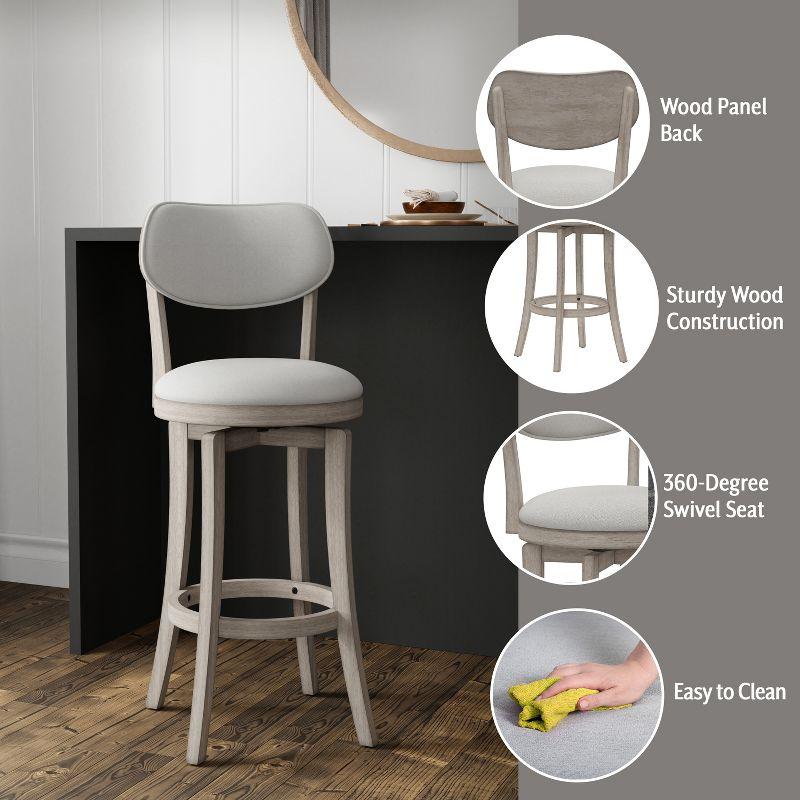 Sloan Barstool Gray - Hillsdale Furniture: Swivel, Upholstered, Aged Wood Finish, 43.5" Height