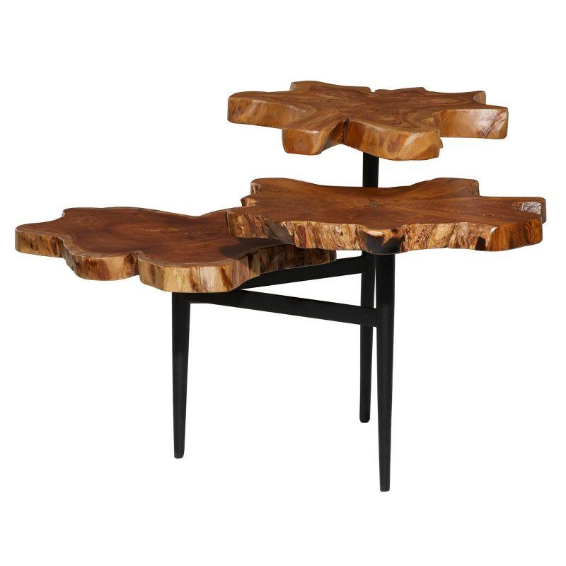 Rustic Teak Wood Accent Table Dark Brown - Olivia & May: Handcrafted, No Assembly Required