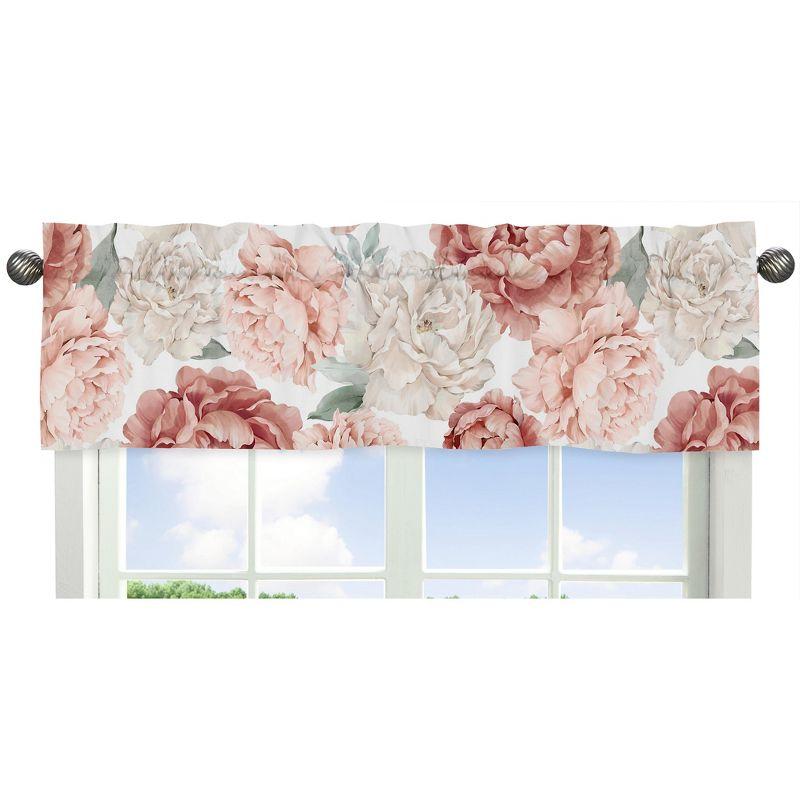 Blush Pink and Ivory Floral Garden Window Valance