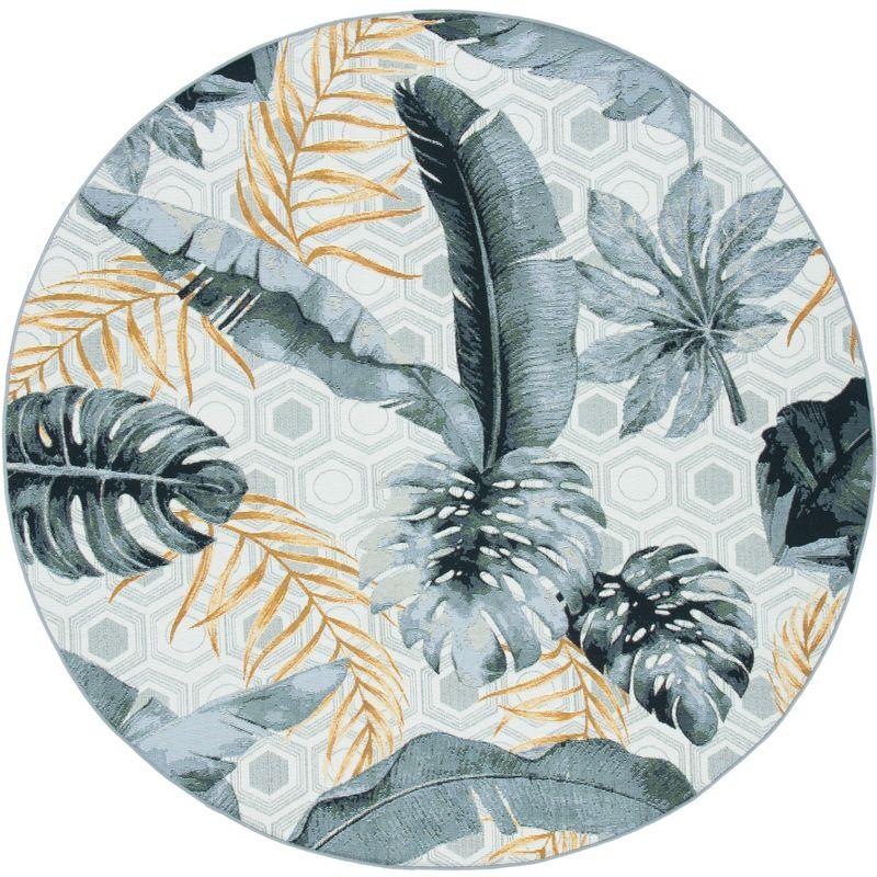 Barbados BAR524 Power Loomed Indoor/Outdoor Area Rug - Gray/Gold - 8' round - Safavieh.