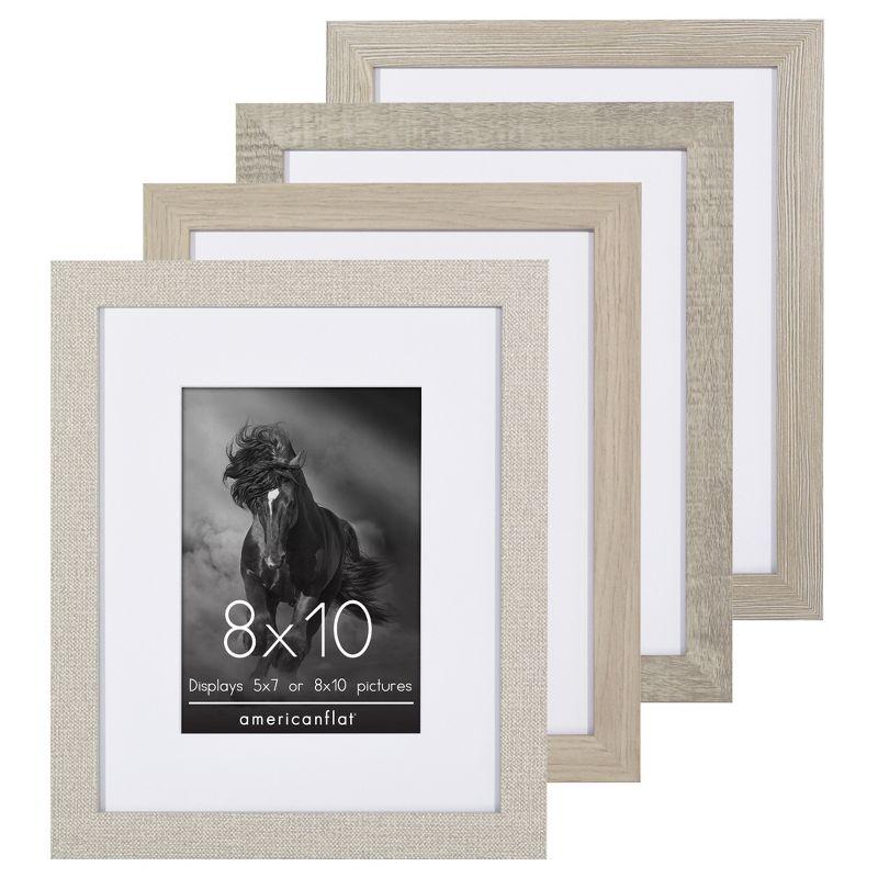 Rustic Farmhouse 8x10 Picture Frame Set with Mat - 4 Pack