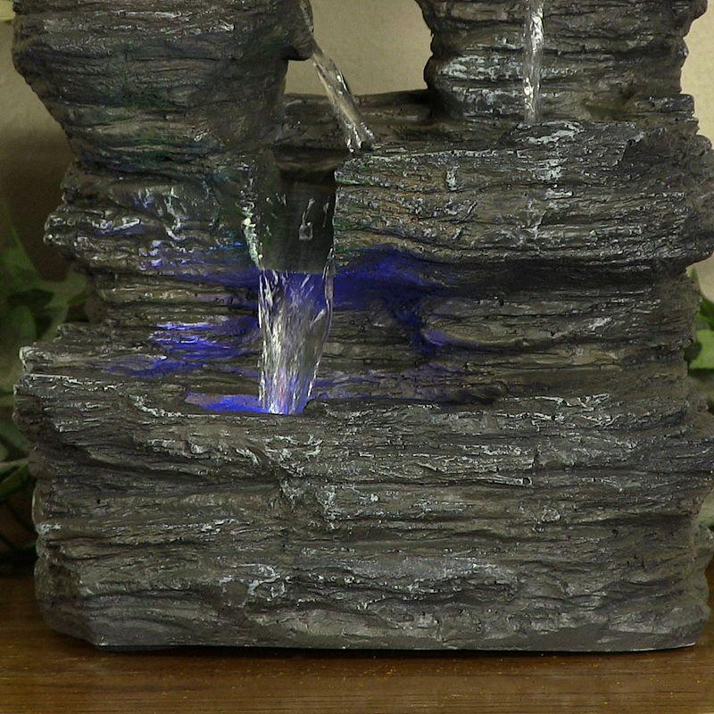 Sunnydaze Indoor Decorative Five Stream Rock Cavern Tabletop Water Fountain with Multi-Colored LED Lights - 13"