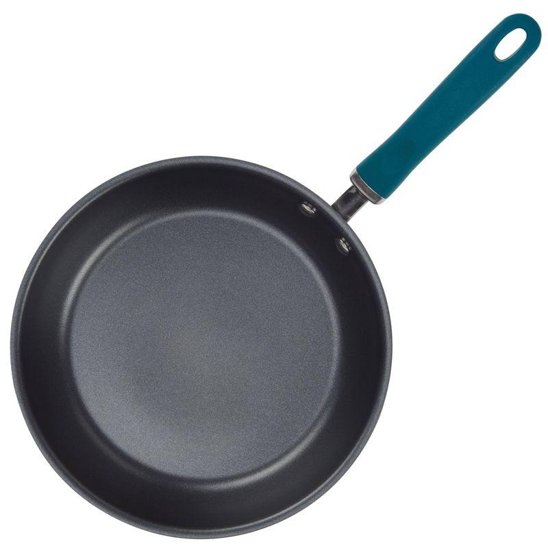 10.25" Gray Aluminum Nonstick Deep Fry Pan with Teal Handles