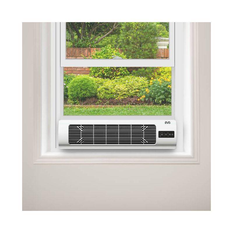 EVO Low Profile Oscillating Window Fan Air Circulator: Portable, Quiet, 4 Speeds, Remote, ETL Listed, 200-500 sq. ft.