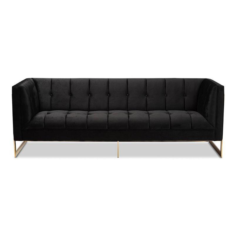 Ambra Velvet Upholstered Sofa: Gold-Tone Frame, No Assembly - Baxton Studio