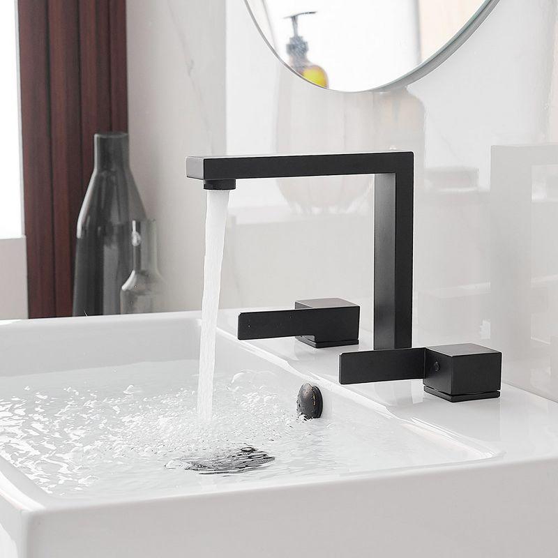 Matte Black Widespread Double Handle Bathroom Faucet with Drain Kit