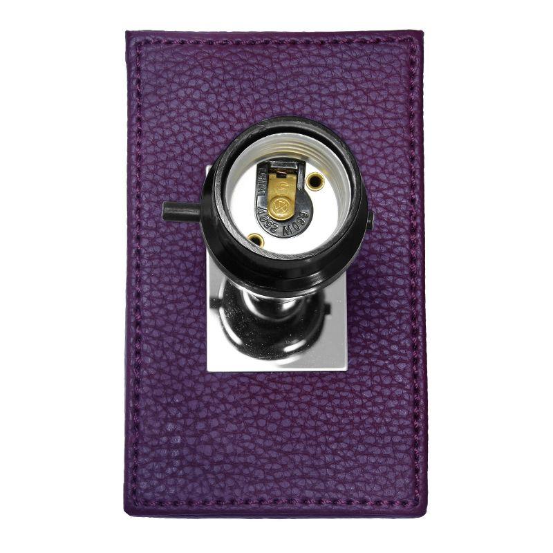 Modern Leather Table Lamp with USB and Fabric Shade Eggplant - Elegant Designs: No Assembly, UL Listed