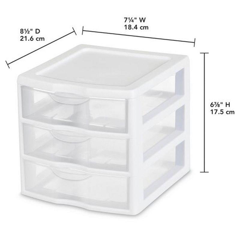 Sterilite Clearview Plastic Multipurpose Small 3 Drawer Desktop Storage Organization Unit for Home, Classrooms, or Office Spaces