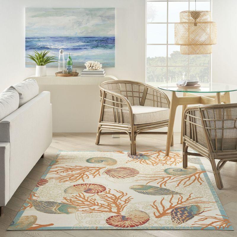 4' x 6' Orange Floral Synthetic Easy Care Rug