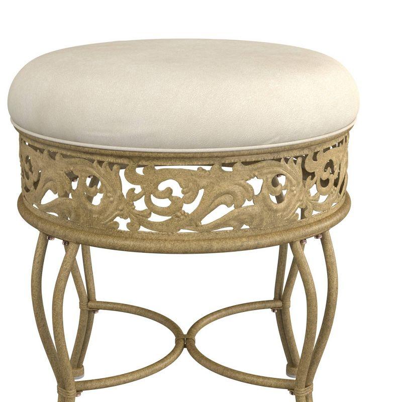 18.5" Villa III Upholstered Backless Metal Vanity Stool Beige - Hillsdale Furniture: Round Padded Seat, Makeup Bench