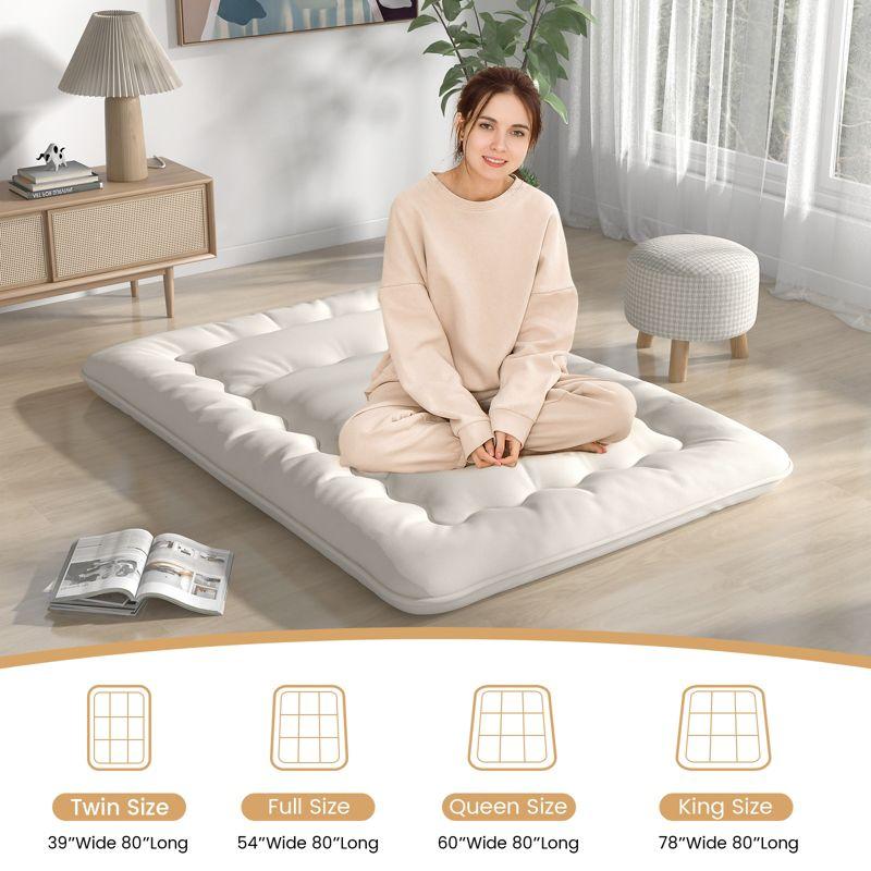 Costway Full/King/Queen/Twin Futon Mattress Japanese Floor Sleeping Pad Washable Cover Carry Bag Beige