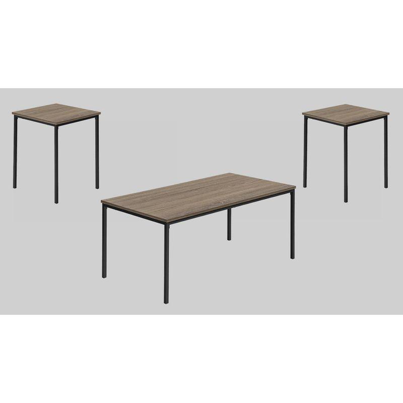 Monarch Specialties Table Set 3pcs Set Coffee End Black Metal Dark Taupe Laminate Contemporary Modern