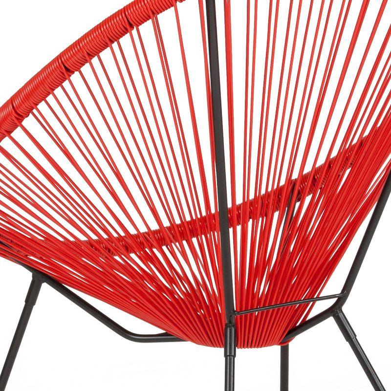 Red Rattan and Steel Papasan Bungee Lounge Chair