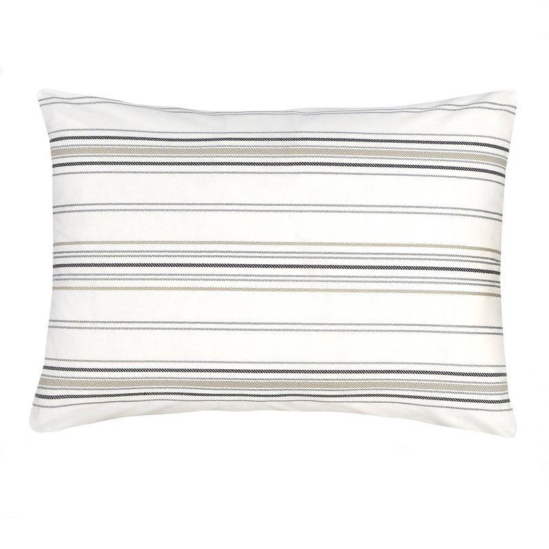 3pc King Ticking Stripe Duvet Set Beige - Simply Put: Cotton Percale, OEKO-TEX Certified, Zipper & Button Closure