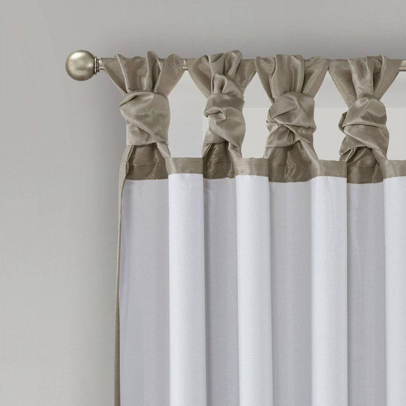 Emilia Faux Silk Twist Tab Total Blackout Window Curtain Panel