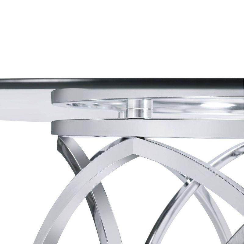 Marcy Round Dining Table Chrome - Picket House Furnishings: Tempered Glass, Modern Style, Seats 4