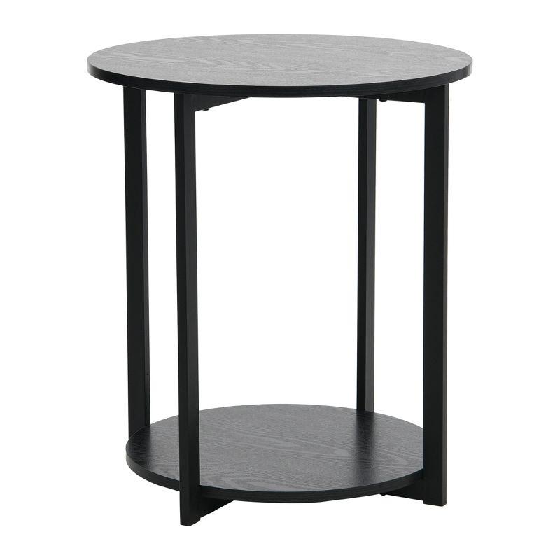 Household Essentials Jamestown Round End Table Black Oak: Modern Style, 24-Inch Height, Iron Frame