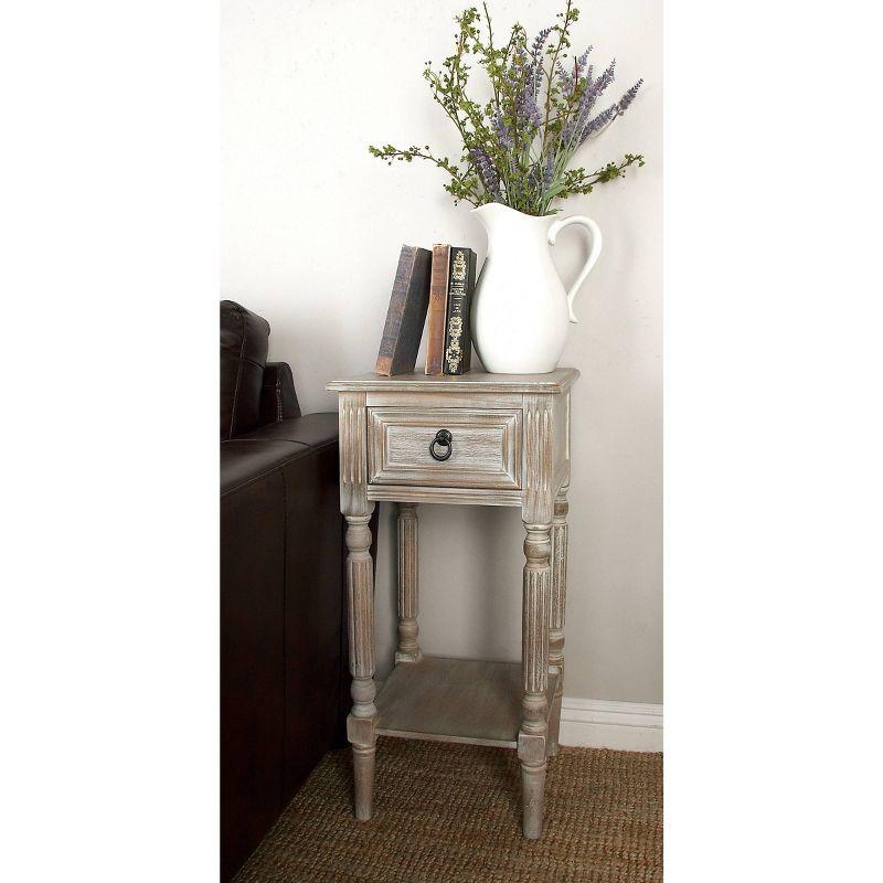 Rustic Country Wood Accent Table - Olivia & May: French Style, Tall End Table for Living Room with Drawer