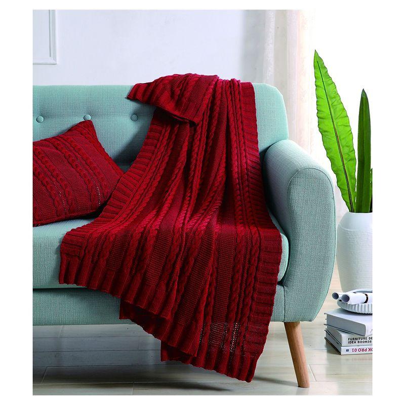 50"x70" Dublin Cable Knit Throw Blanket - VCNY