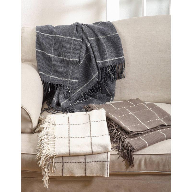 50"x60" Sevan Geometric Design Throw Blanket White/Brown - Saro Lifestyle