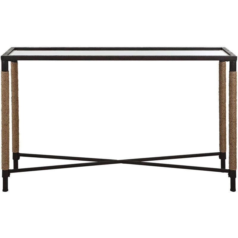 Braddock 52" Black Iron and Glass Coastal Console Table