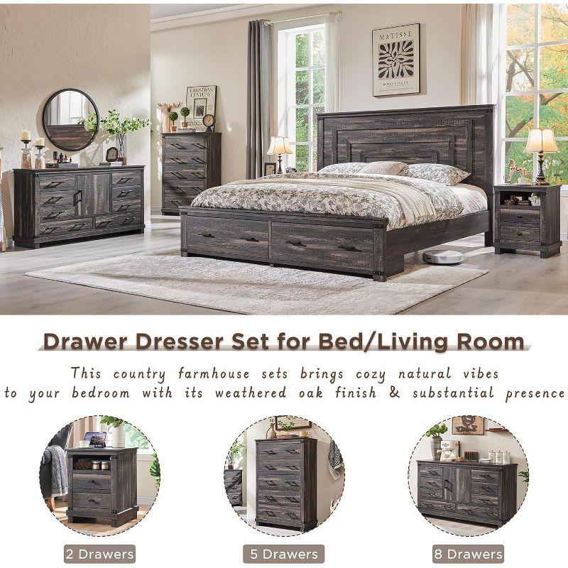 Farmhouse 6 Drawers Dresser, Large Wood Chest of Drawers with Handle for Bedroom, Living Room