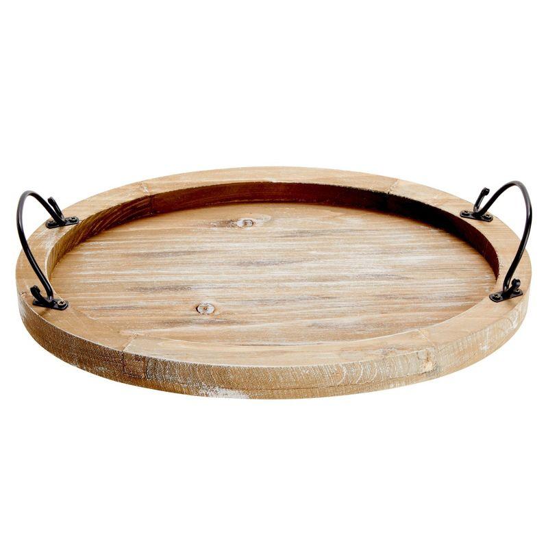 Farmlyn Creek Oval Wooden Serving Tray with Handles, Decorative Platter for Coffee Table, Living Room (15.75 x 10.8 x 1.25 In)