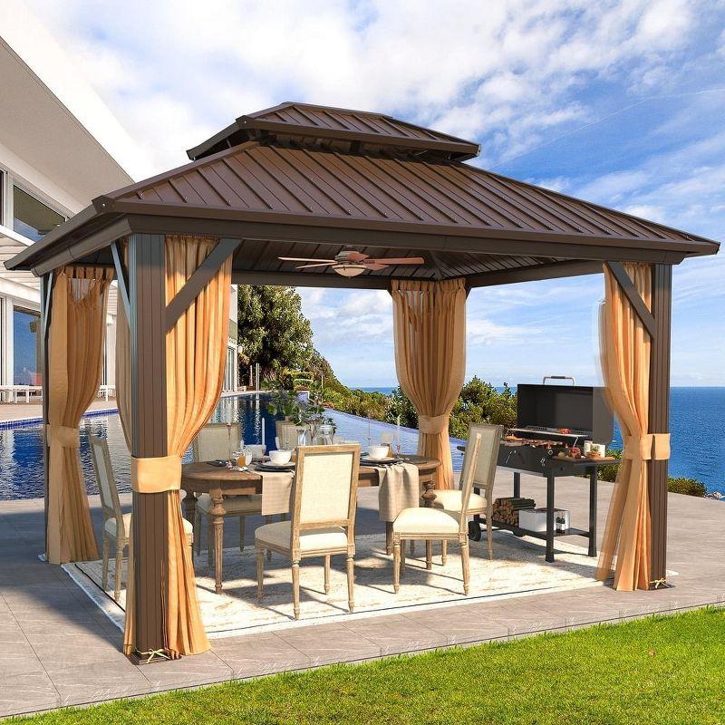 Erommy Hardtop Gazebo with Galvanized Steel Double Roof