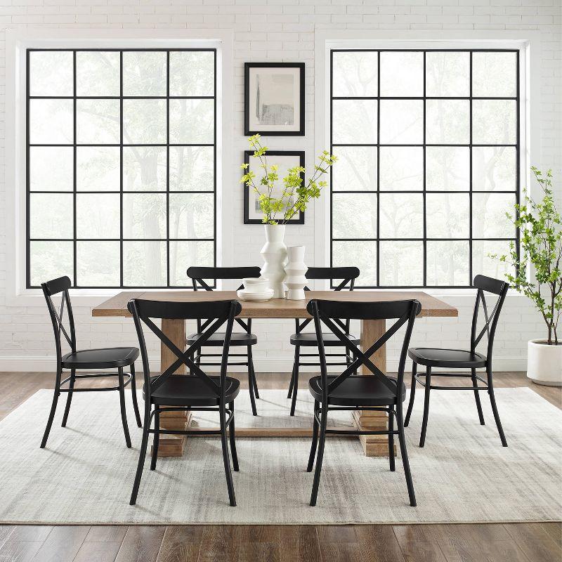 7pc Joanna Dining Set with 4 Camille Chairs Matte Black - Crosley