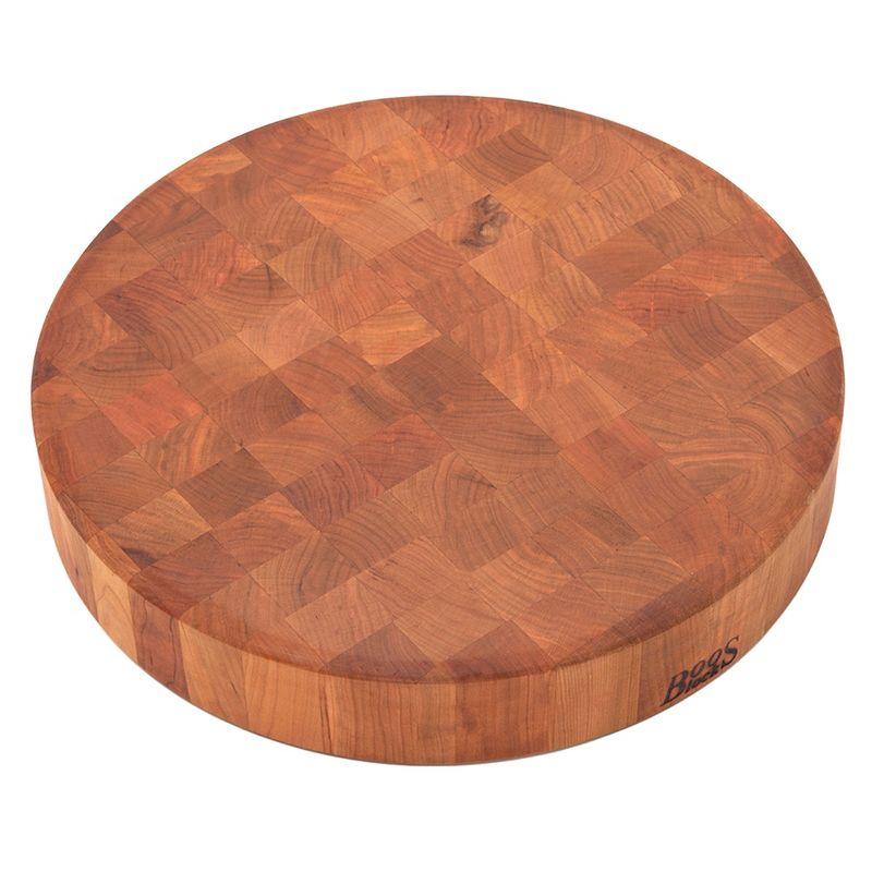 Cherry Round End Grain Wood Chopping Block, 18" x 3"