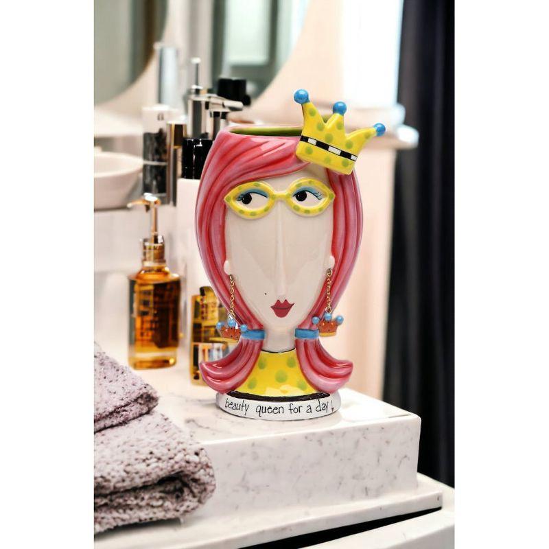 Sassy Chic 8.5'' Ceramic Beauty Queen Vase & Brush Holder