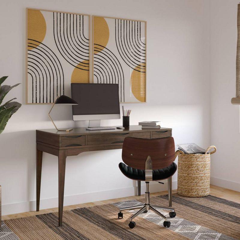 Simpli Home Harper Solid Wood Desk, Contemporary Style with Keyboard Tray and Storage