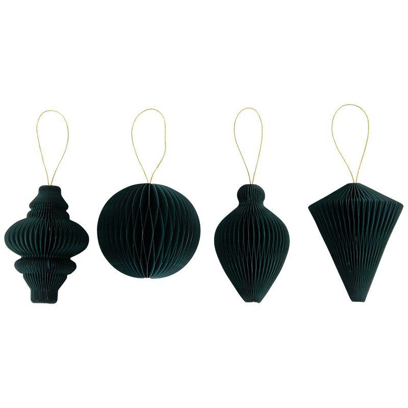 Northlight Seasonal Accordion Honeycomb Foldable Paper Christmas Ornaments - 4" - Set Of 4