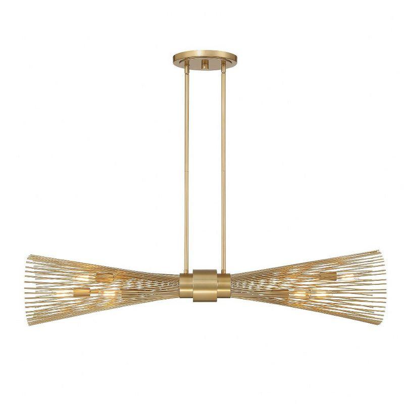 Burnished Brass 6-Light Linear Chandelier with Adjustable Height