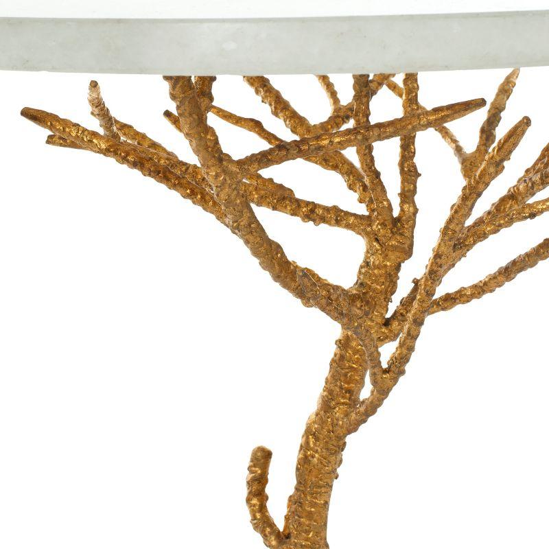 Carolyn Rooted Gold Accent Table - Gold/White Granite - Safavieh.